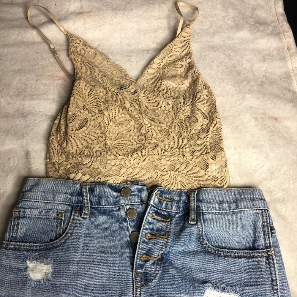 tan lace bodysuit